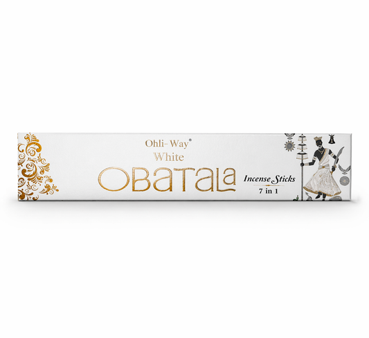Box of Obatala incense sticks on a white background