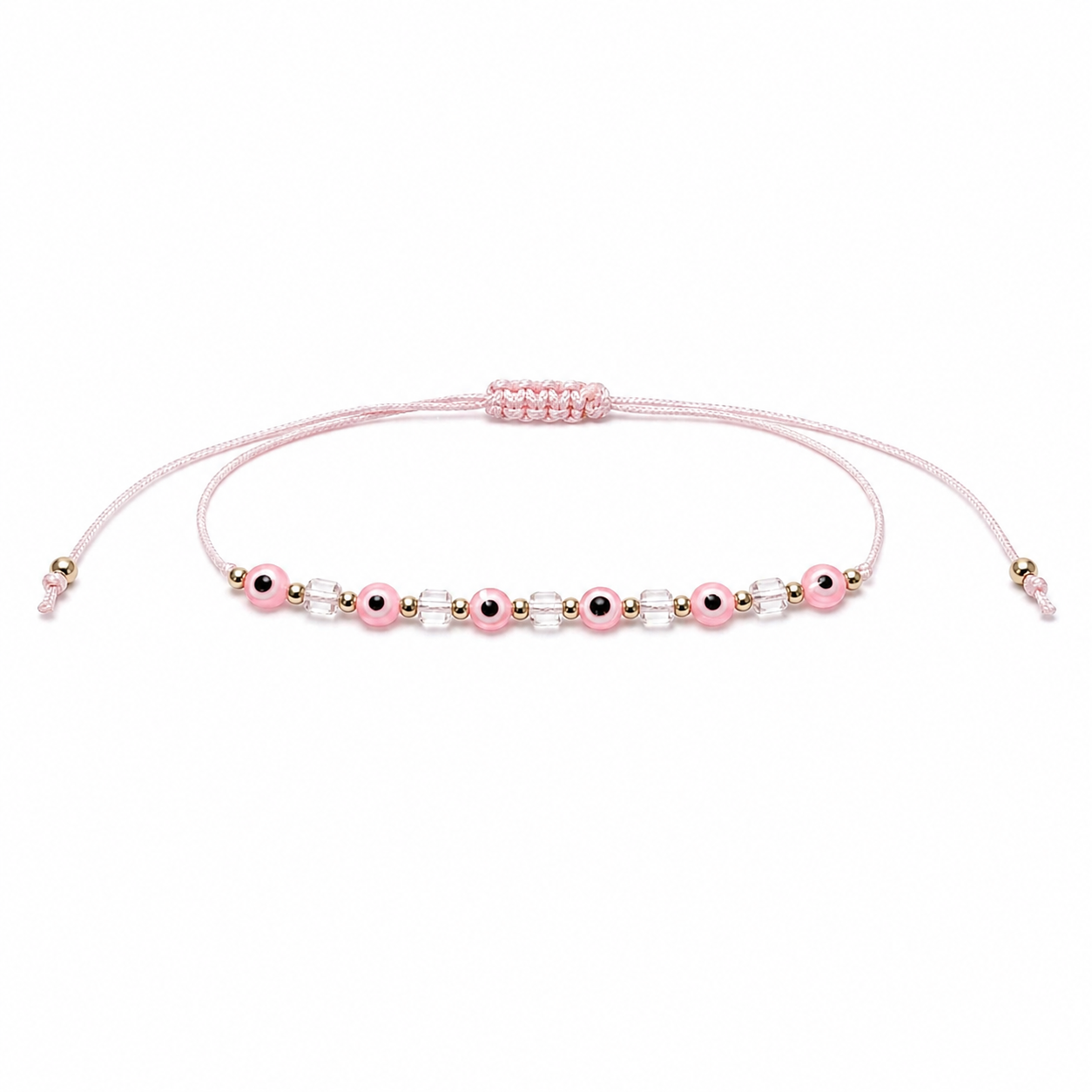 Pink evil eye bead bracelet 