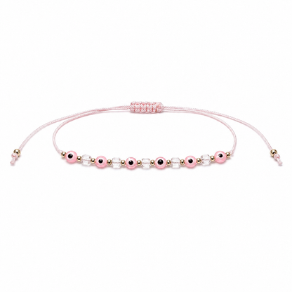 Pink evil eye bead bracelet 
