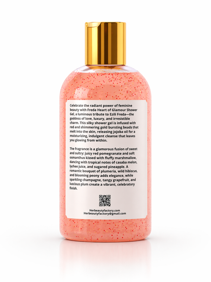 Pink bottle with gold cap on a white background