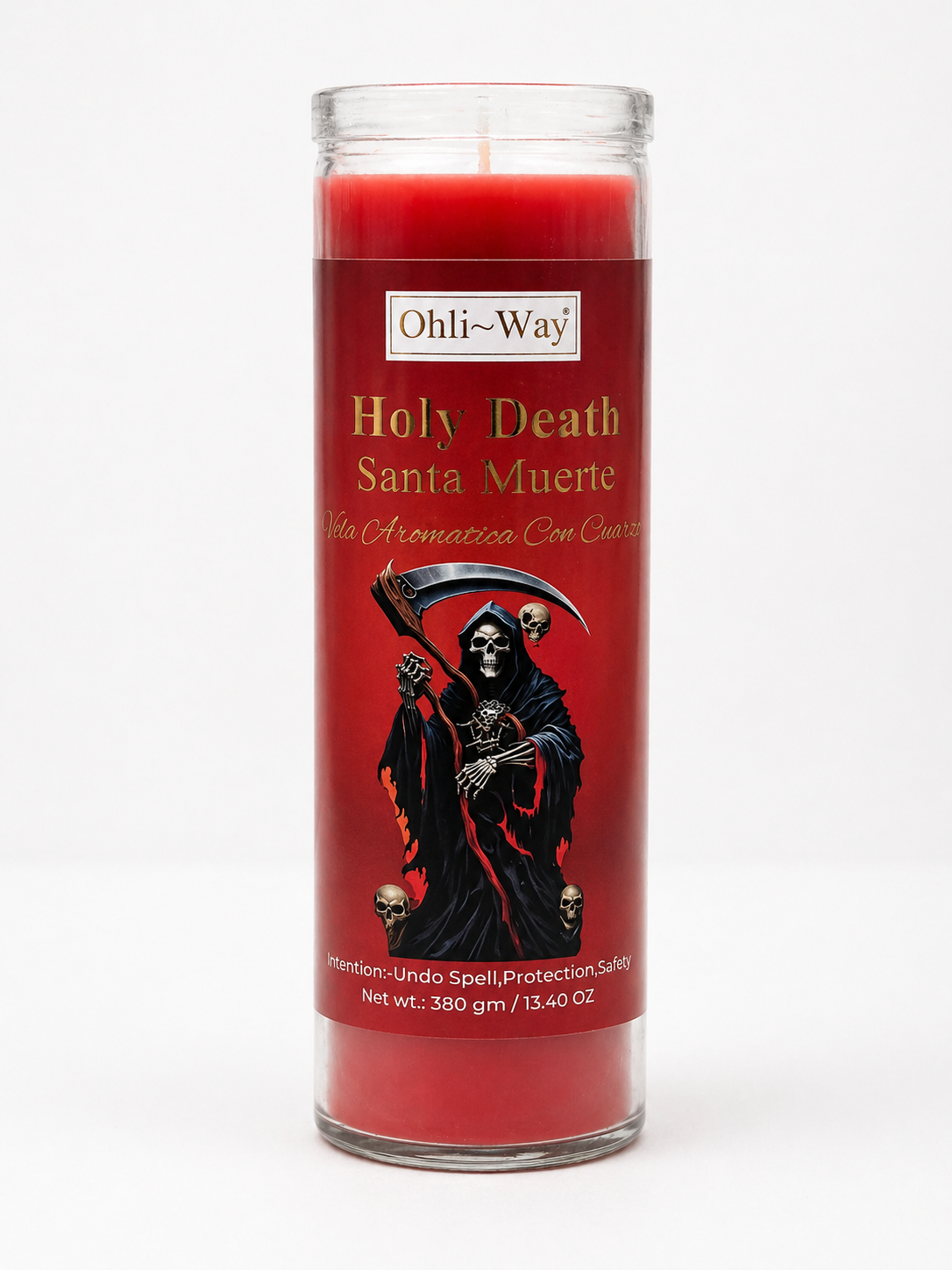 Holy Death Santa Muerte Crystal Intention Prepared Candle