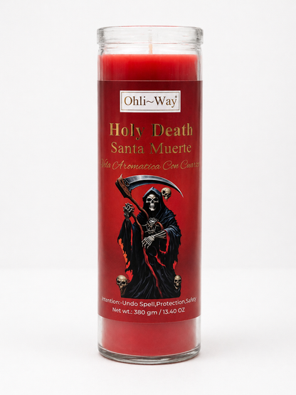 Holy Death Santa Muerte Crystal Intention Prepared Candle