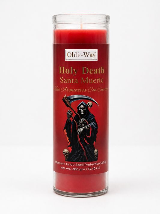 Holy Death Santa Muerte Crystal Intention Prepared Candle