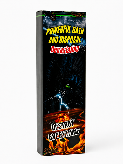 Destory Everything Floor Wash Product packaging with dramatic design elements and text on a white background