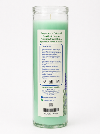 Candle with a label on a white background