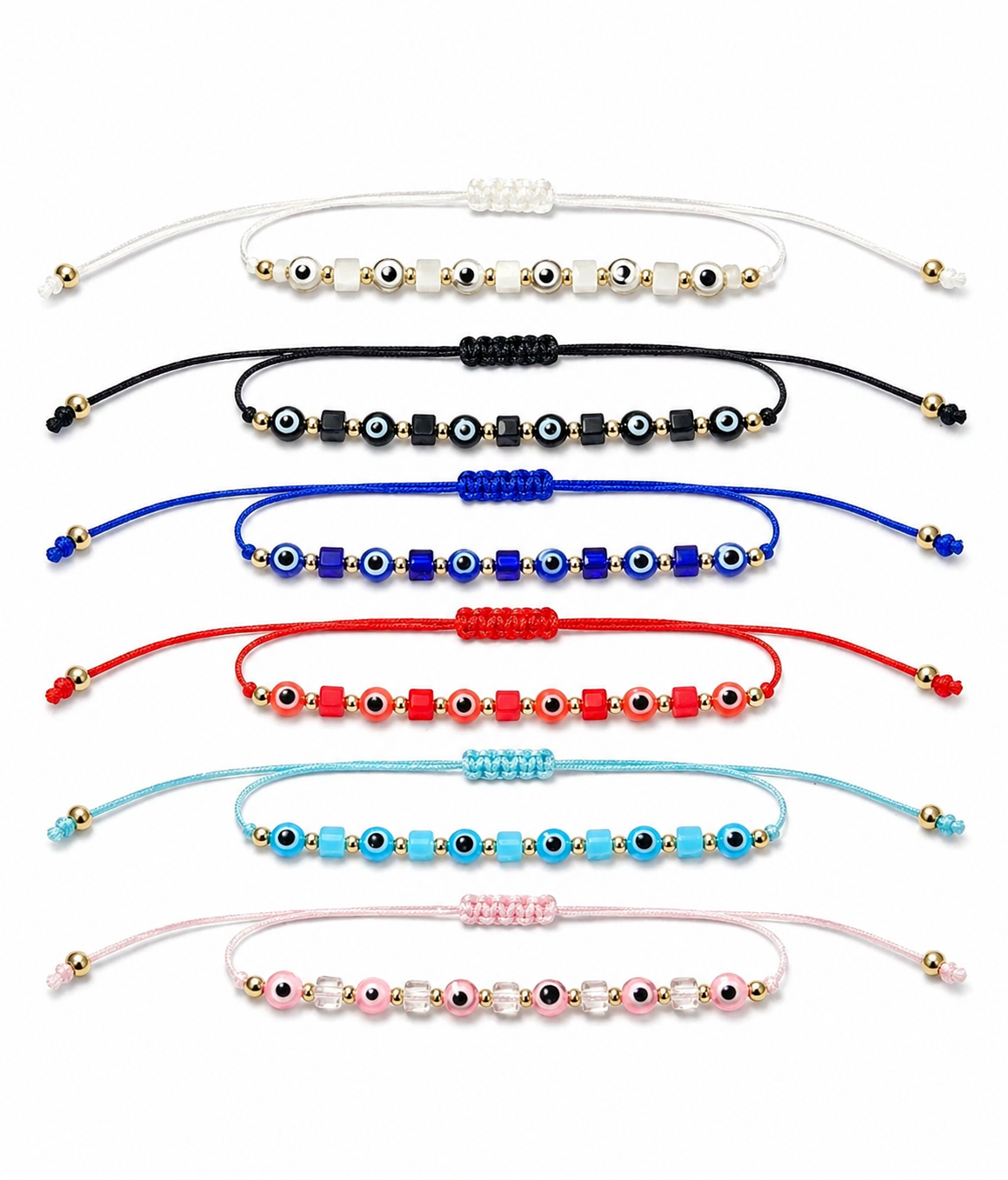 Beaded bracelets on a white background 