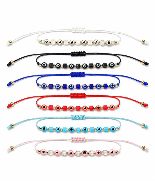 Beaded bracelets on a white background 