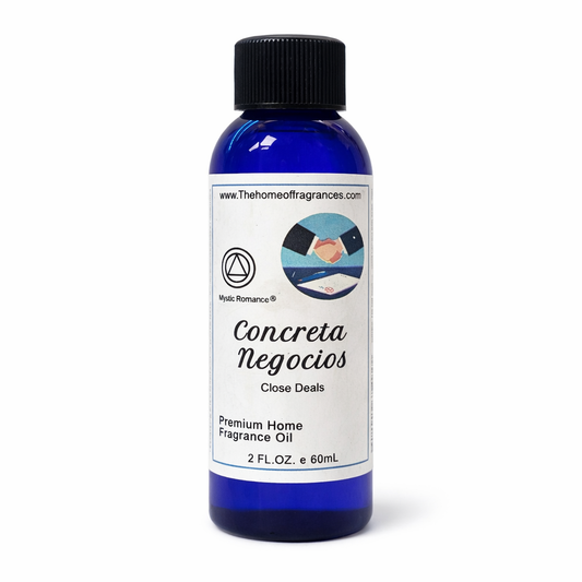 Bottle of Close Deals fragrance oil with a blue label on a white background
