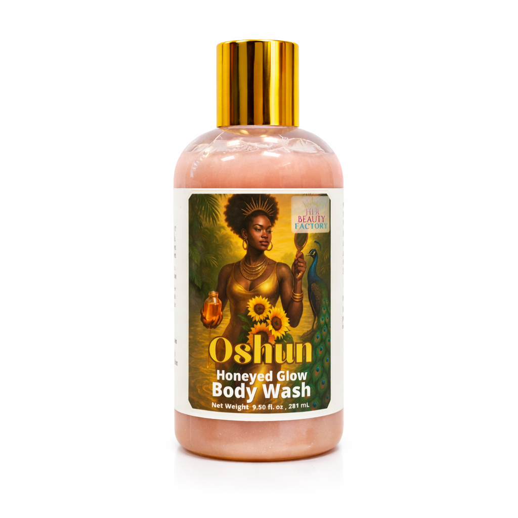 Oshun Honeyed Glow Body Wash bottle with gold cap on a white background