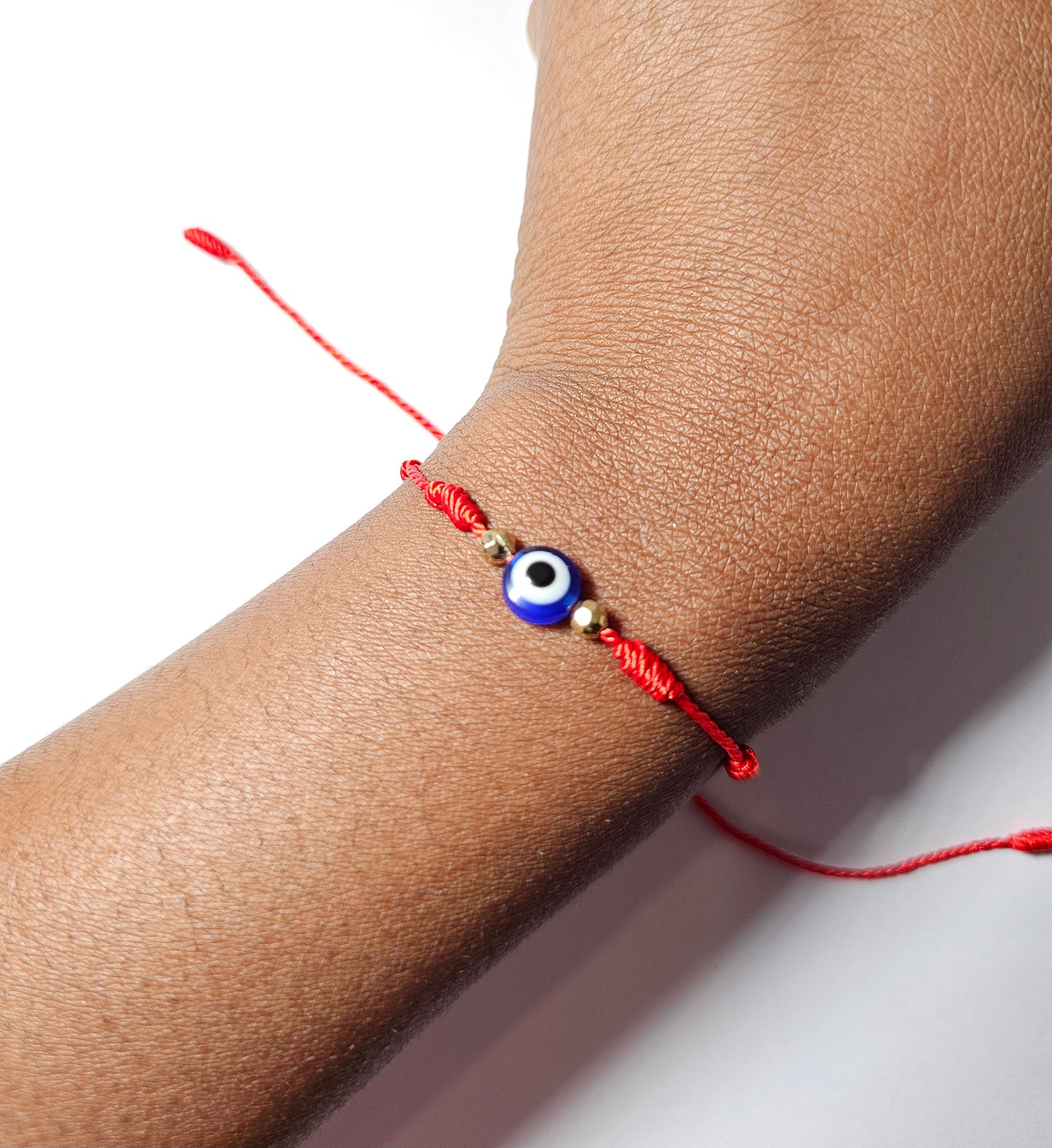 Turkish Blue Evil Eye 7 Knot Red Adjustable String Bracelet